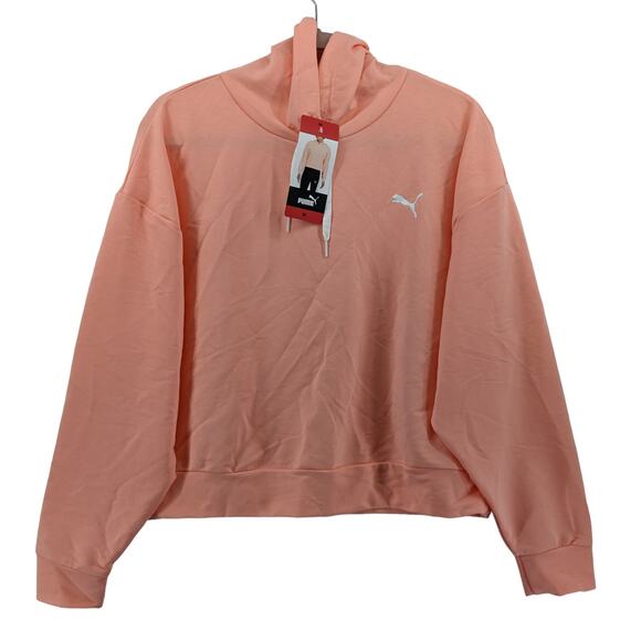 Puma Modern Sport Hoodie Womens Apricot Blush Medium Cropped Sweatshirt Active - Picture 1 of 12